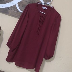 Sweet Lindsey Burgundy Blouse
